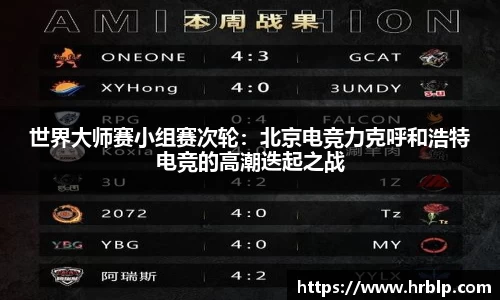 世界大师赛小组赛次轮：北京电竞力克呼和浩特电竞的高潮迭起之战