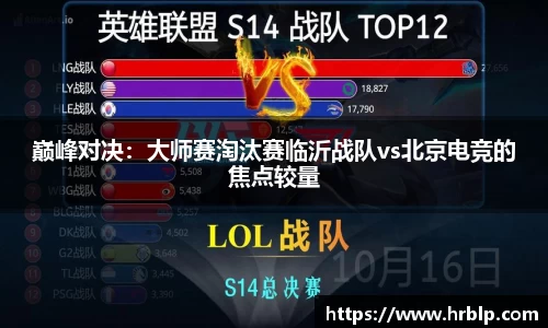 巅峰对决：大师赛淘汰赛临沂战队vs北京电竞的焦点较量